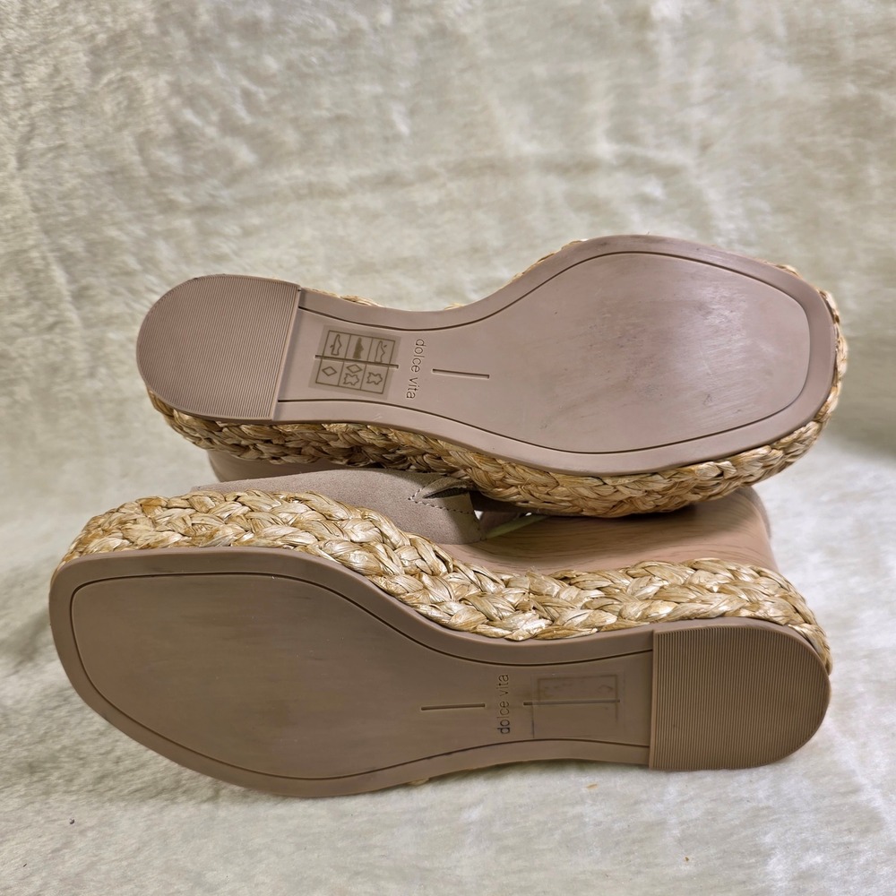 Dolce Vita Oits Wedge Platform Sandals Tan Nude Suede Espadrille Women 9 NEW - Picture 7 of 7
